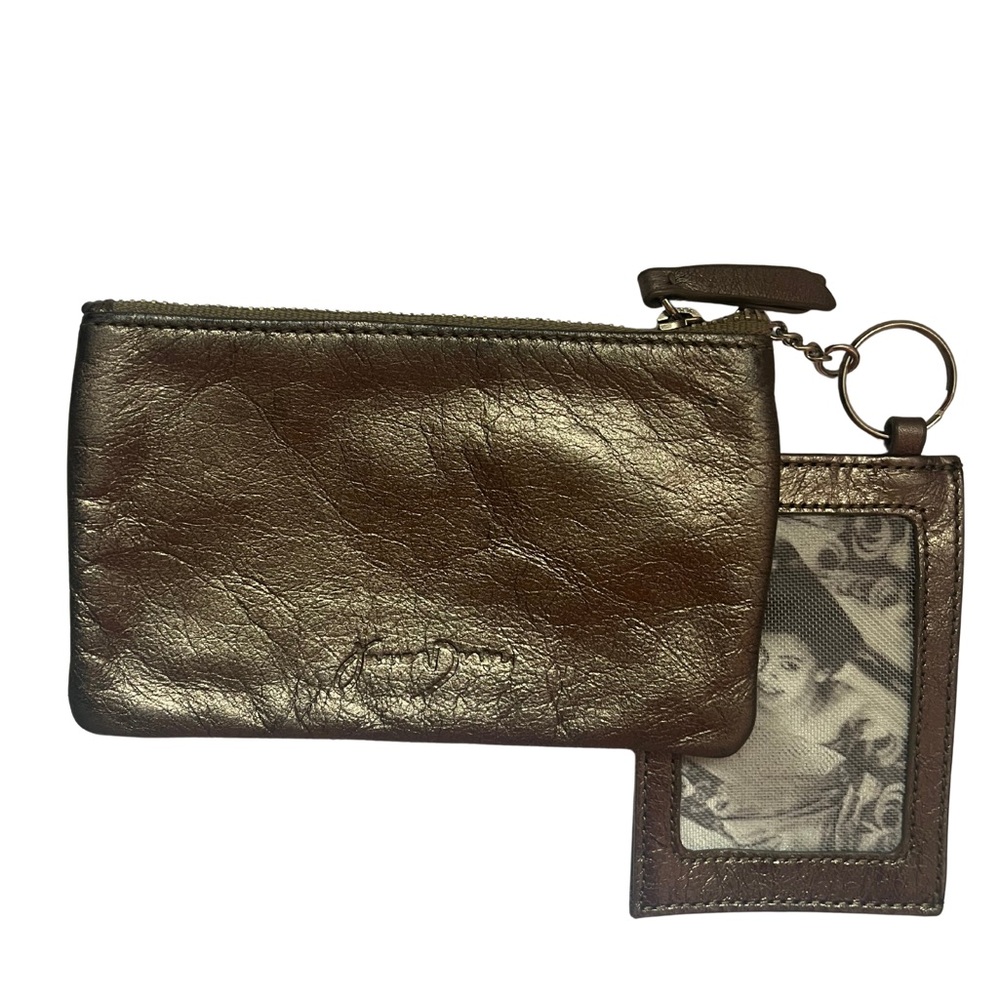 Junior Drake Bronze Metallic Leather Keychain Wallet